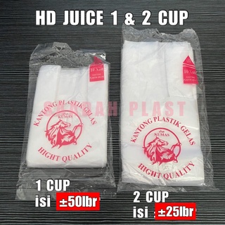 HD Kantong 1 Cup & 2 Cup Bening & Warna / Kantong Plastik Juice Gelas Pop Ice Teh Poci