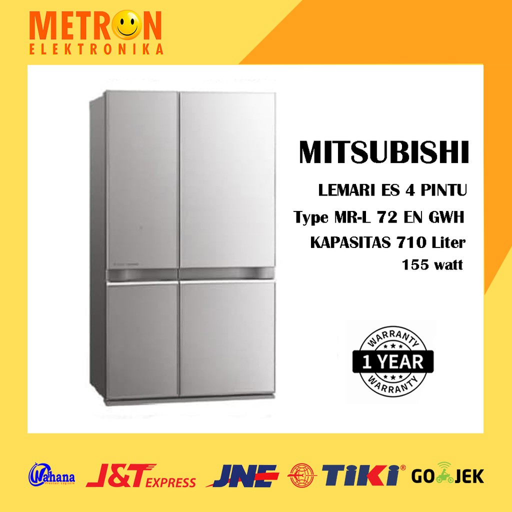 MITSUBISHI MR-L 72 EN GWH / GLASS DOOR WHITE KULKAS 4 PINTU 710 LT / MRL72ENGWH