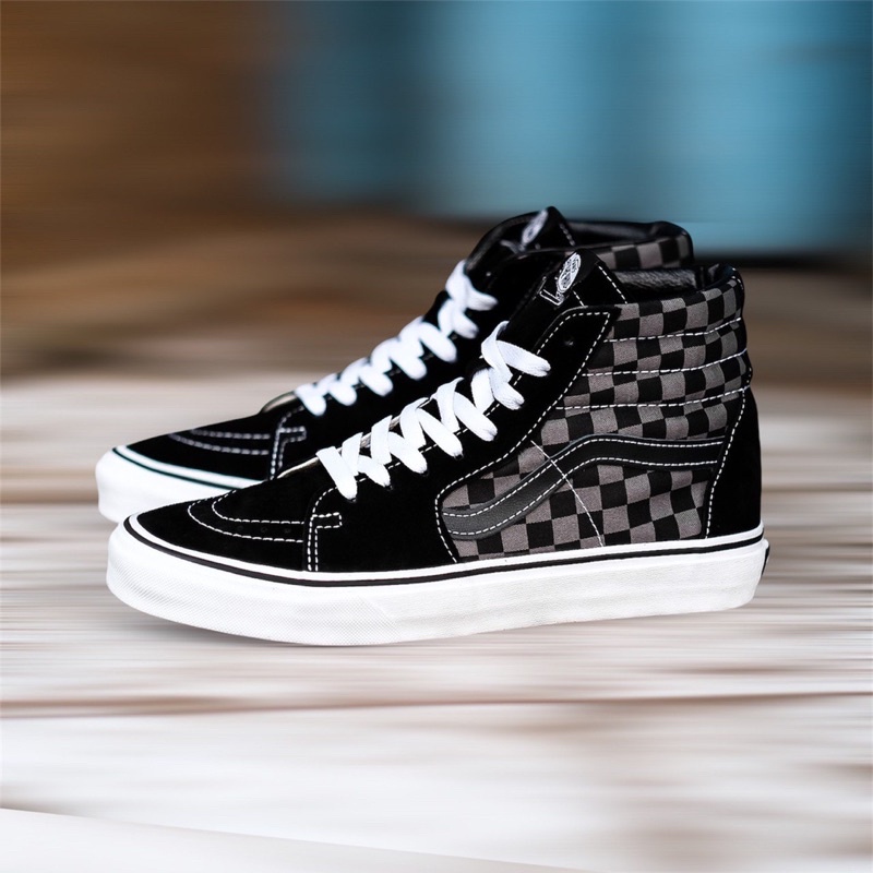 VANS SK8-HI CHECKERBOARD BLACK PEWTER ORIGINAL 100%