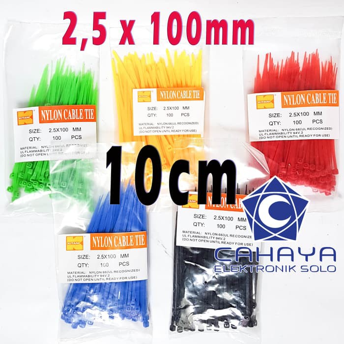 

Tali Kabel WARNA 10cm Kabeltis Cable Tie 2,5mm Plastik Hitam Kuning DA 6787
