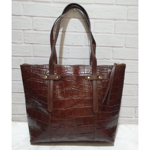 Tas fossil felicity croco brown tote original authentic bag