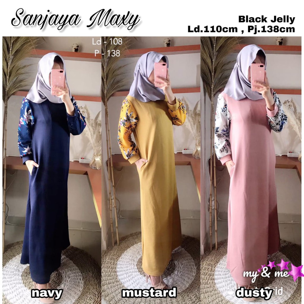 Gamis Kaos Kombinasi Cantik Dress Muslim Remaja Trendy Kekinian Sanjaya SALE