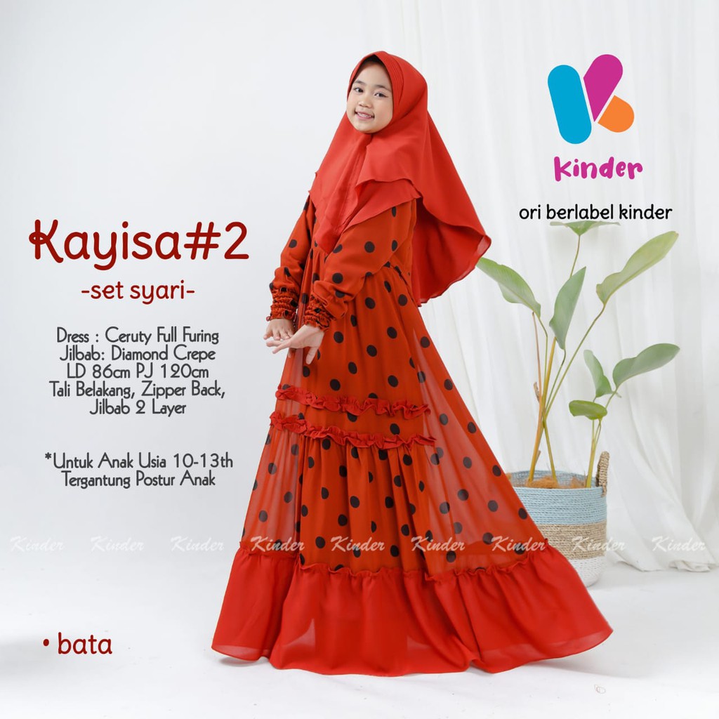 KAYISA#2 SET SYARI  Setelan Gamis dan Jilbab Anak Perempuan 10 - 13 Tahun  / Gamis Syari Remaja