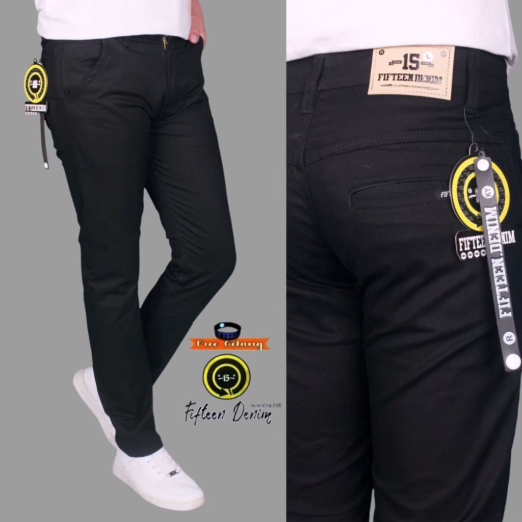 Celana Chino Panjang Pria Slim Fit Original Fifteen Denim