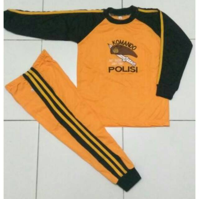 Baju Kaos Setelan Lengan Panjang Anak Polisi Warna Kuning