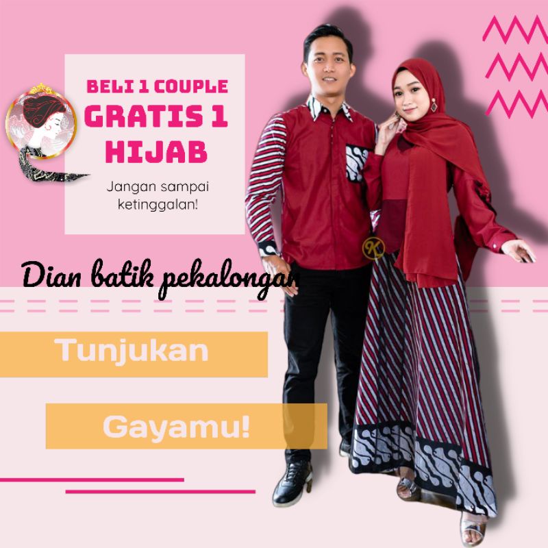 Jual Baju Batik Couple Keluarga Model Gamis Polos Pesta Original