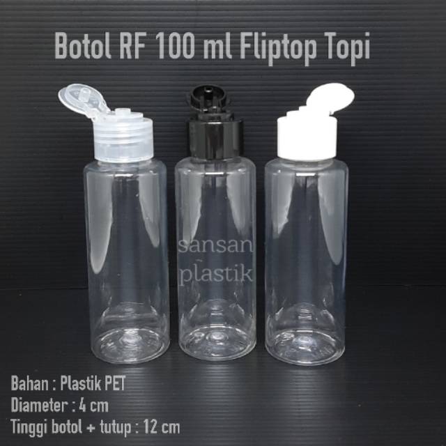 Botol Fliptop RF 100ml / Botol RF Fliptop topi 100 ml / Botol Fliptop Topi 100ml