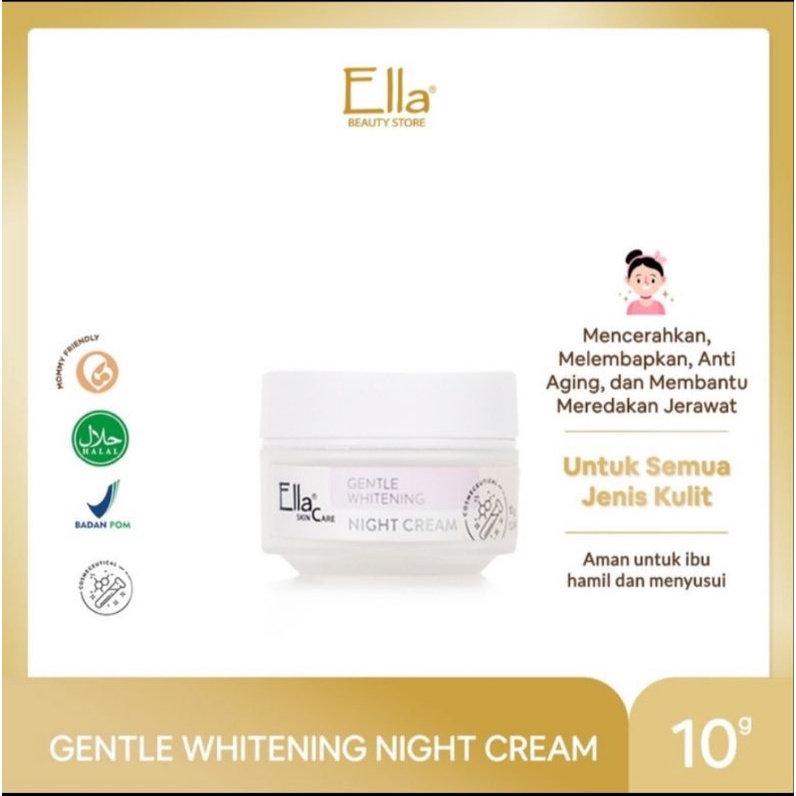 Ella Skincare krim malam Gentle Whitening Night Cream with Bakuciol - Mencerahkan,