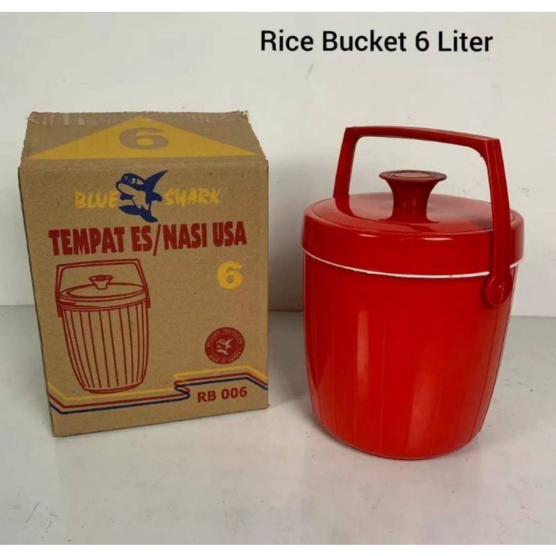 [TERMURAH] TERMOS NASI 6 LITER + Saringan - Termos Es / Rice Bucket / Ice Bucket 6L Merk Blue Shark