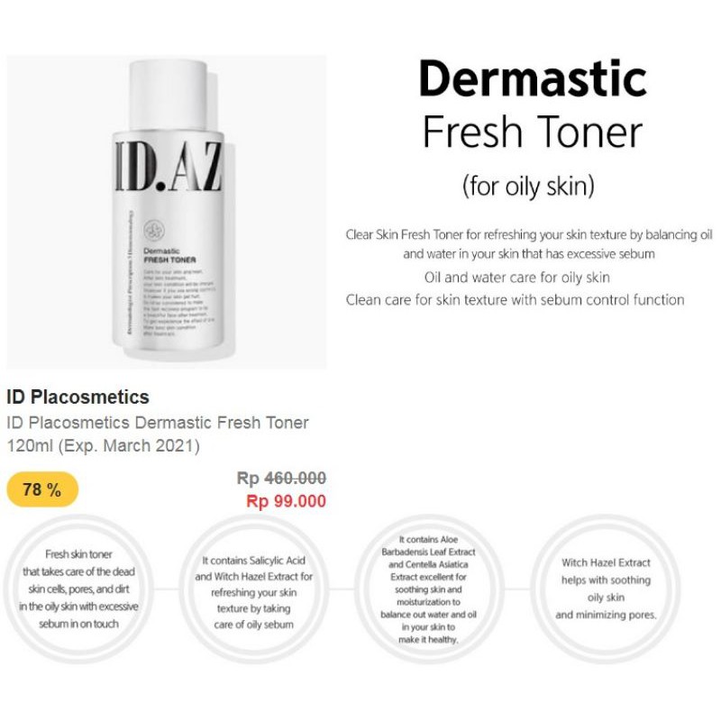 Harga Promo !!! ID.AZ Dermastic Fresh Toner Harga Promo