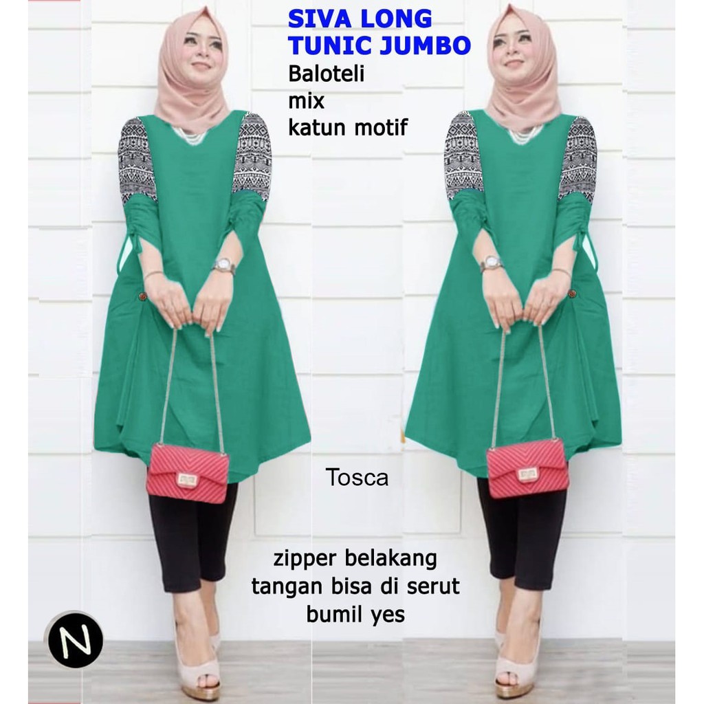 BOOM - TUNIK LONG SIVA  XL, XXL, 3XL 64152,67136 / TUNIK WANITA MUSLIM/ TUNIK TERMURAH / FASHION WANITA