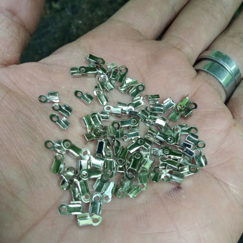 100 PCS KLEP PENJEPIT UJUNG TALI WARNA SILVER UKURAN 2 mm & 3 mm
