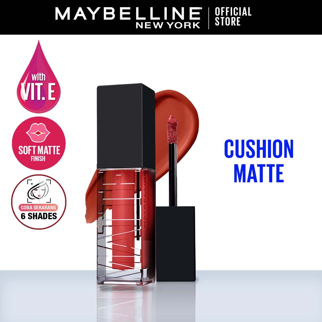 Maybelline Cushion Matte Lip Cream - Lipstick Soft Velvet Finish Lembut & Ringan Cream Lipstik Ombre Vit E