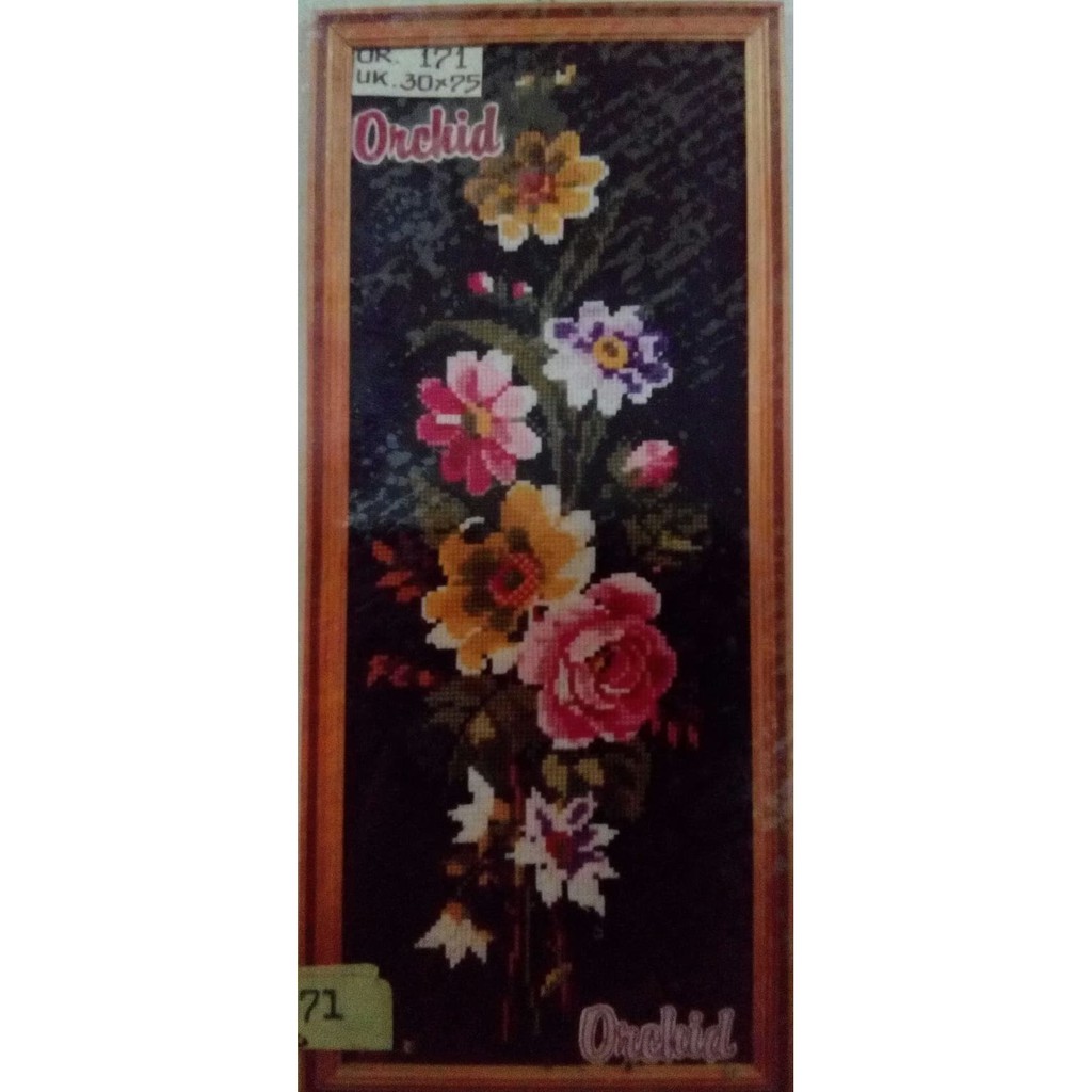 KRUISSTEEK KRISTIK ORCHID MOTIF BUNGA OR 171