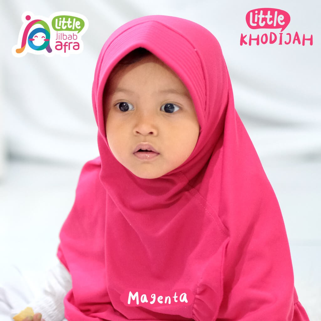 Jilbab Instan Anak Little Khodijah Magenta - Little Jilbab Afra - Bahan Kaos, Adem &amp; Lembut