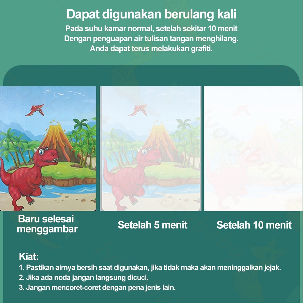 Ivorybaby Magic Water Book/Buku gambar anak/Buku mewarnai anak/Drawing book dengan pulpen