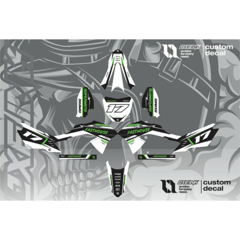 Decal klx bf extreme putih hijau