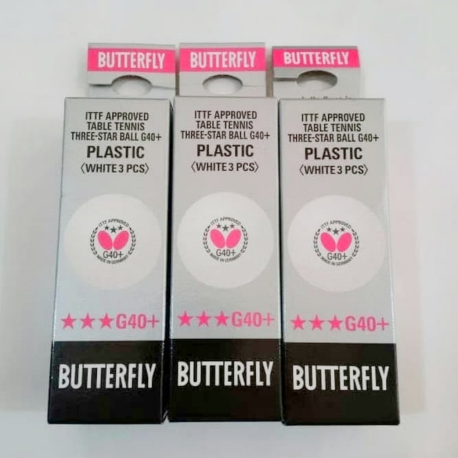 Bola pingpong Butterfly G40+ putih isi 3 Bola Ping Pong Tenis Meja