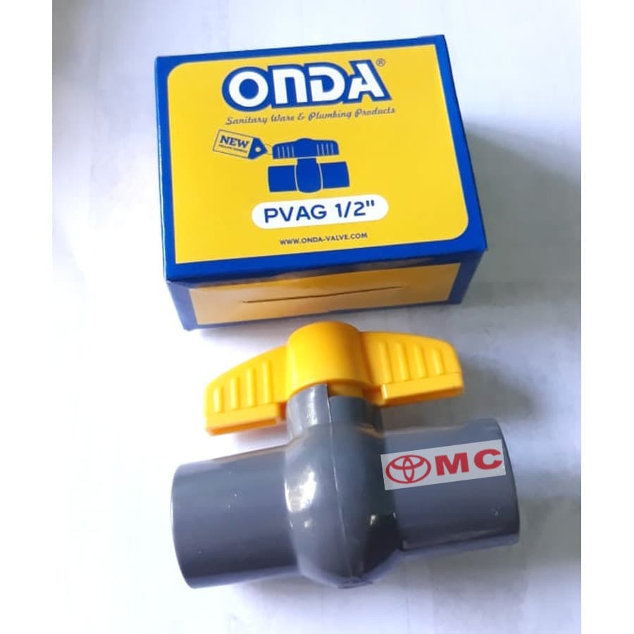 Ball Valve Bal Bol Brass Stop Kran Keran PVC 1/2 Inch ONDA PVAG 1/2