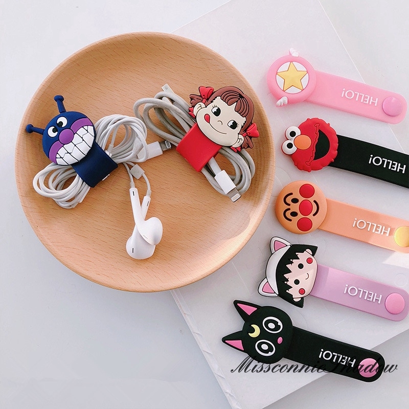 Cartoon USB Cable Bobbin Winder Data Line Protector Earphone Wire Cord Organizer Management Fastener