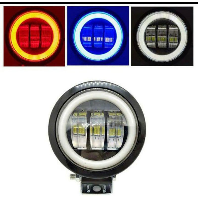 Lampu Tembak Led Daymaker Mini CWL K30 3 Mata Angel Eye 30 Watt Bulat