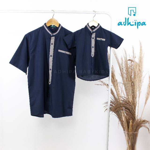 Baju Koko Couple Ayah &amp; Anak warna NAVY