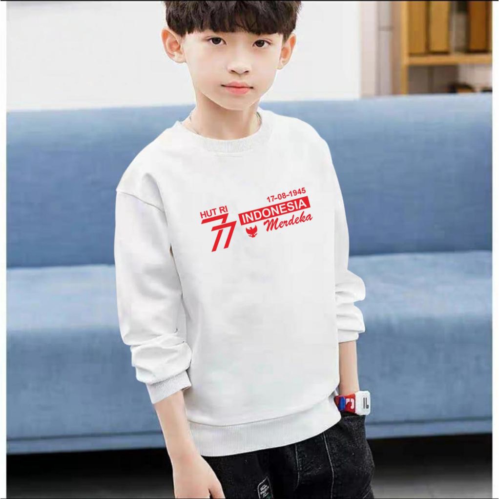 SWEATER HOODIE  HUT RI  ANAK -baju  agustusan - sweater   hut ri  77   - KEMERDEKAAN