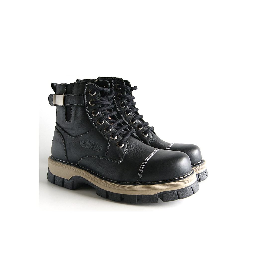 Borsa Sepatu Boots Kulit / Aviator Black