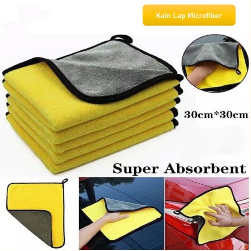 Kain Lap Microfiber Pembersih Mobil Multifungsi Handuk Serbaguna 2 Sisi Tebal Daya Serap Air Cleaning Cloth