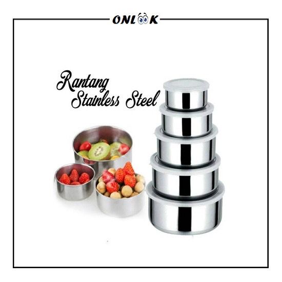 Rantang 5 Susun / Rantang Stainless / Fresh Box 5 In 1 + Tutup Plastik Transparan / Tempat Makanan P