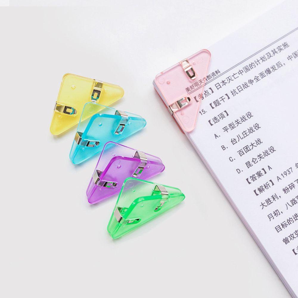 [POPULAR] 5PCS Stationery Accessories Transparent Triangle Clip Tidy Data Storage Color Corner Clips Office Desk Organizer Student Stationery Document Test Paper Clip