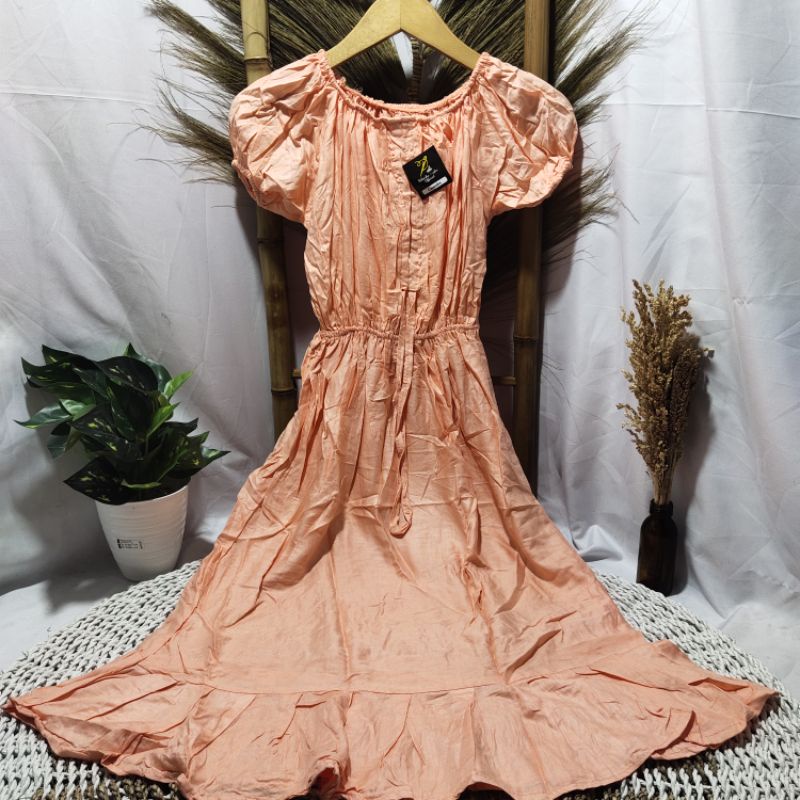 DASTER ELSA VIRAL | DRES CASANDRA BALI | DASTER KEKINIAN | DASTER RUFFLE BUSUI [Best Seller ]-Peach