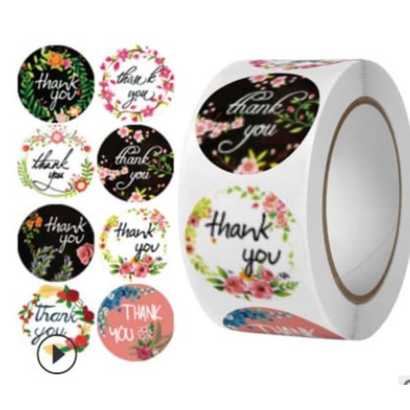 

Harga 1 roll (500 pcs) sticker label thank you dan handmade with love untuk kue cookies dan packaging olshop