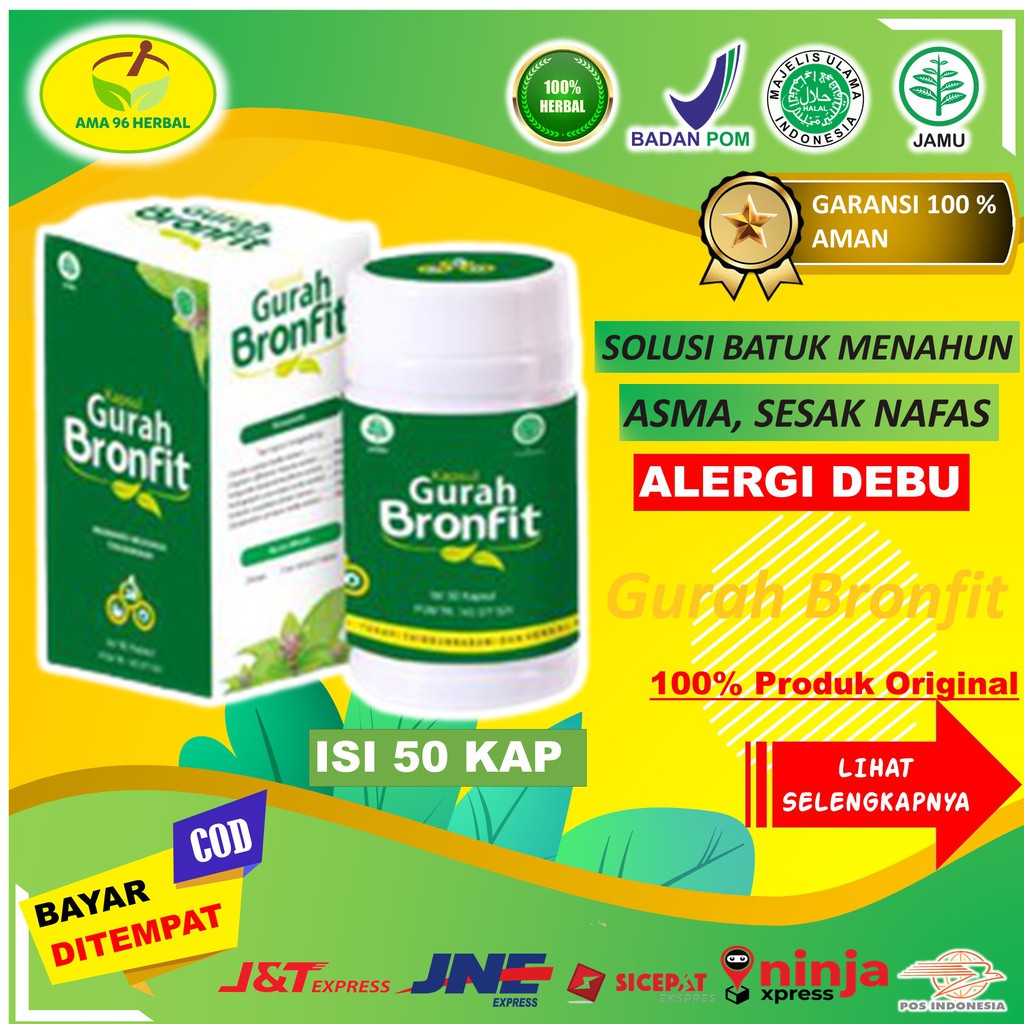 

Kapsul Gurah Bronfit Mengobati Asma Sesak Nafas Batuk Berdahak Migrain Flu Herbal Ampuh Aman BPOM
