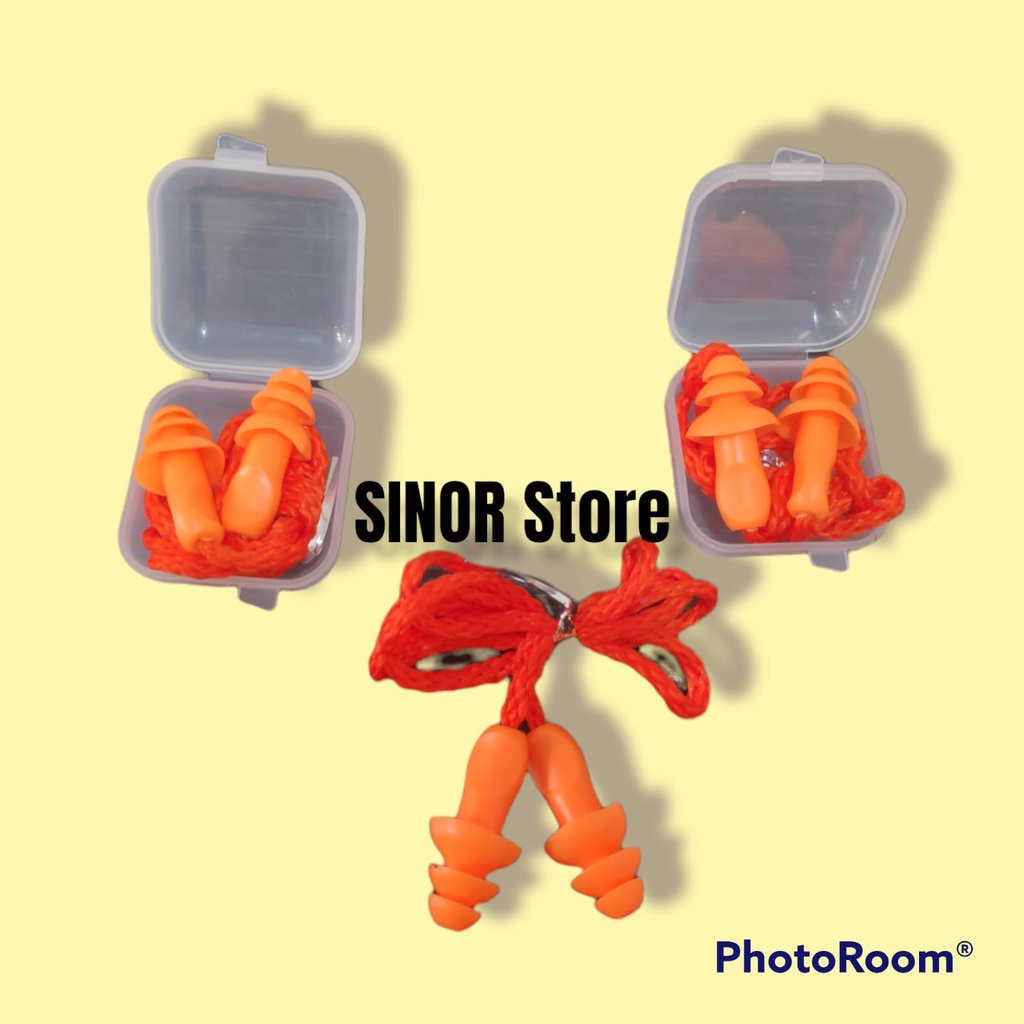 Earplug Silicone/penutup telinga anti bising ORANGE