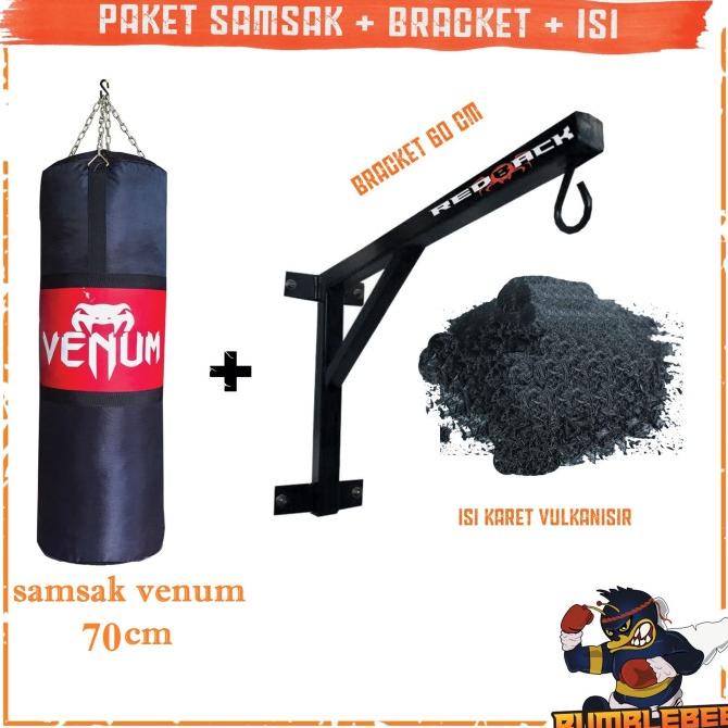 Paket Lengkap Samsak Tinju Plus Isi Karet 70Cm + Gantungan Sansak 60Cm Terbaru