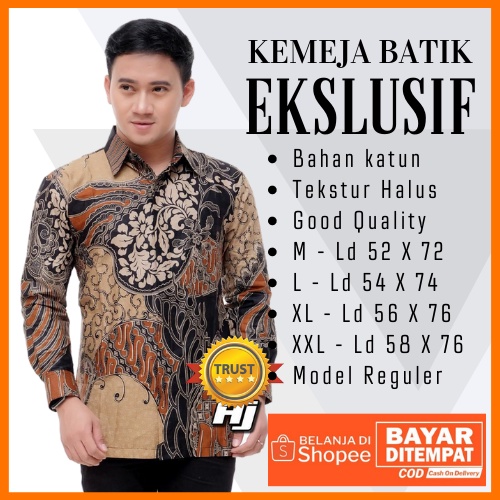 KEMEJA BATIK PRIA LENGAN PANJANG SIZE M L XL XXL MODEL REGULAR BISA BAYAR DI RUMAH