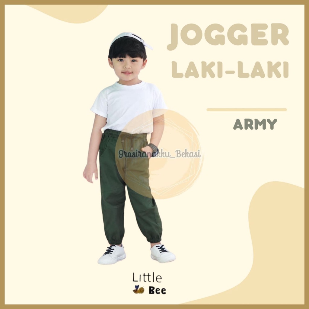 Celana Anak Jogger Laki-Laki Littlebee Warna Hijau Army size 1-5tahun