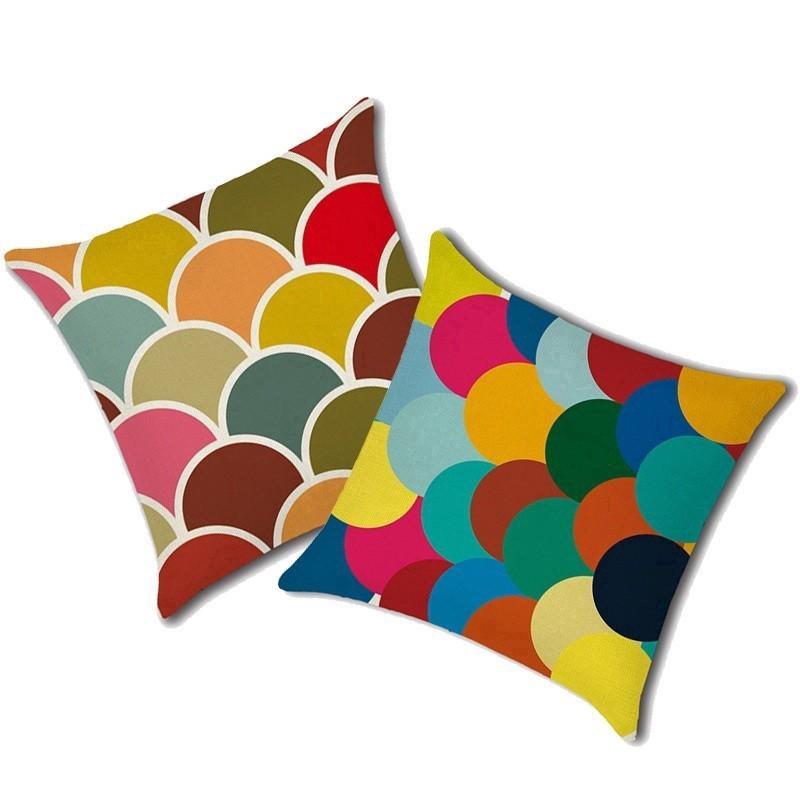  Sarung  Bantal  Motif Geometris Warna  Warni  Bahan Polyester 