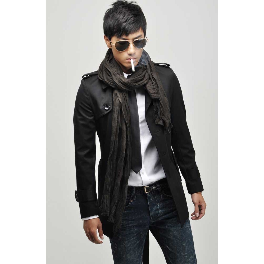 Jaket Blazer Jas Pria Korea Coat Panjang Hitam