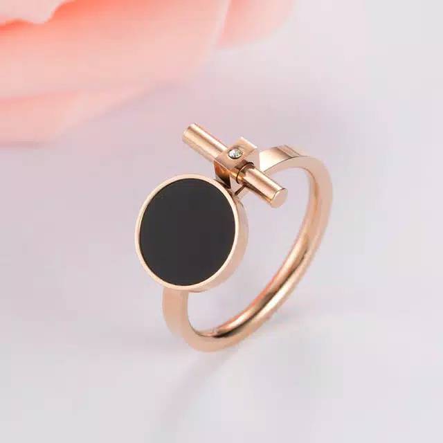 Gg Cincin Titanium Premium Model Bulet Hitam #CC-128