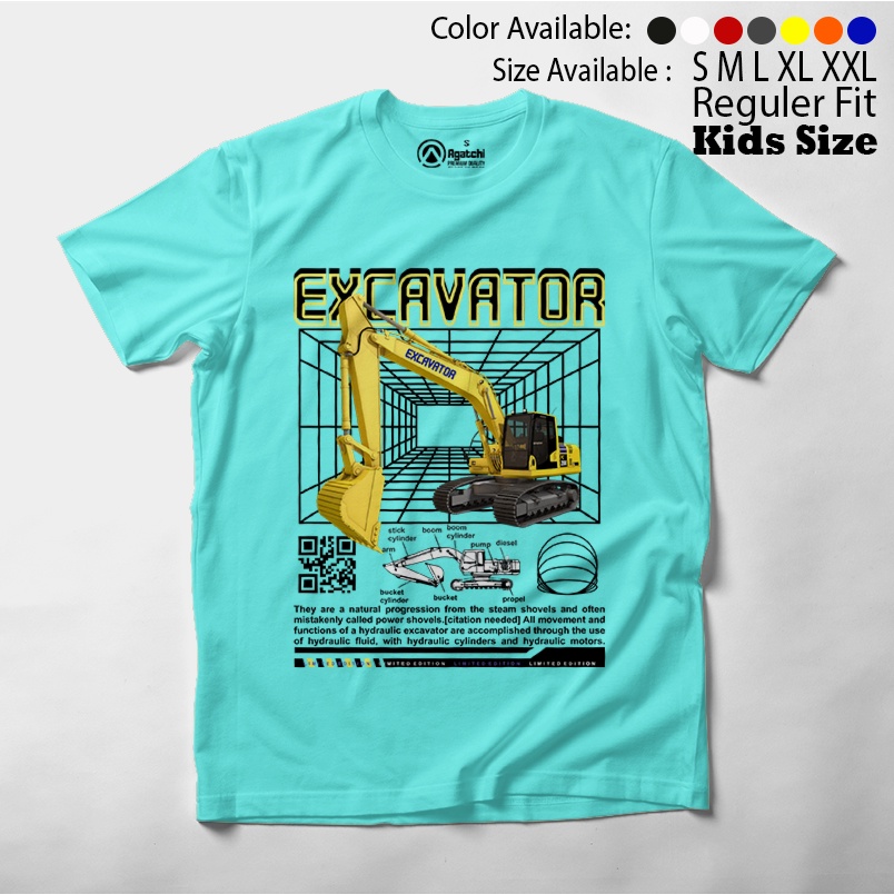 Baju Kaos Atasan Anak Laki - Laki Motif Excavator