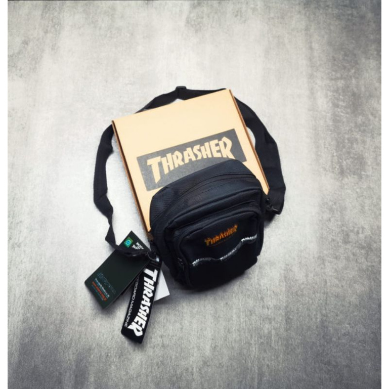 THRASHER MINI SLINGBAG BLACK FREE BOX TAS SELEMPANG PRIA DAN WANITA UNISEX