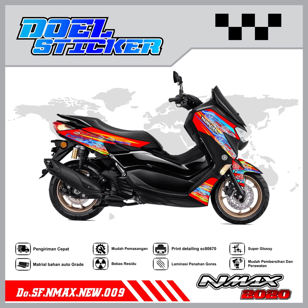 STICKER STRIPING NMAX NEW 2020 - STICKER STRIPING LIST VARIASI HOLOGRAM , CROME YAMAHA NMAX NEW 2020 DOEL 009