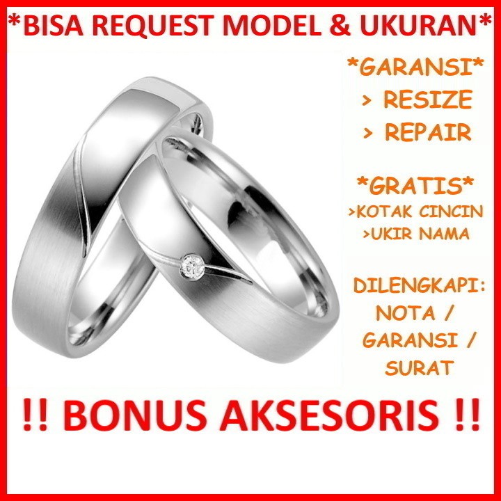 Gratis Ukir Nama Bisa Pesan Model Garansi Paladium Asli Cincin Kawin Couple Palladium Poladium ID479