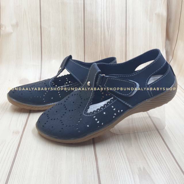 Sepatu Wanita Formal HITAM - Sepatu Dewasa - Sepatu Cewek - Sepatu Velcro - Sepatu Wanita Kerja