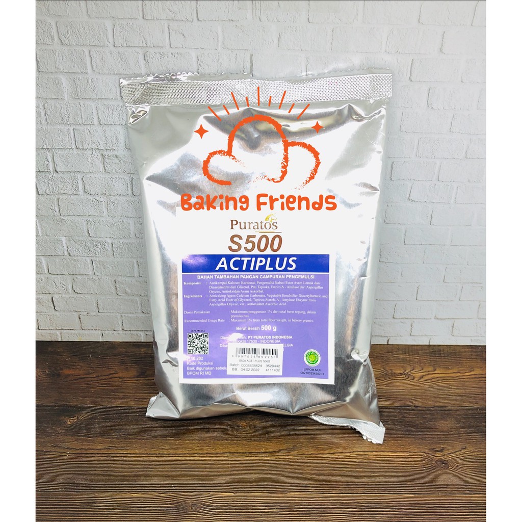 PURATOS S500 ACTI-PLUS BREAD IMPROVER 500GR/PENGEMBANG PELEMBUT ROTI ACTIPLUS/KEMASAN ASLI 500 GRAM