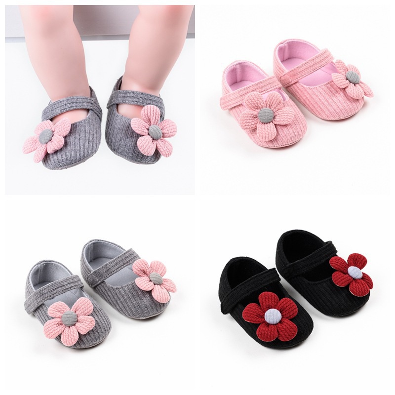 Sunny Rabbit bayi sepatu bayi dengan nonslip import motif bunga/babyfit sepatu prewalker KNIT ROSE sepatu anak bayi import (B253)