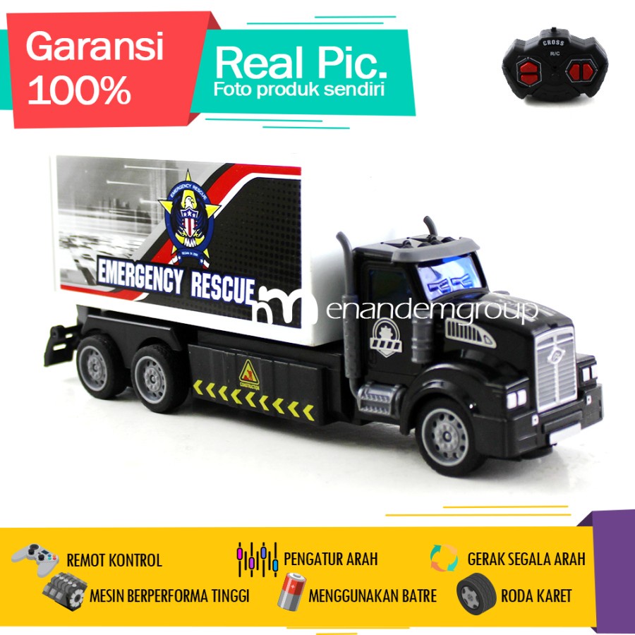 Mainan Mobil Remot Kontrol RC Truk Kontainer Barang Rescue