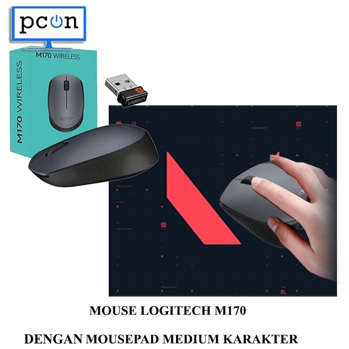 MOUSE LOGITECH WIRELESS M170 DENGAN MOUSEPAD MEDIUM HIGHT QUALITY